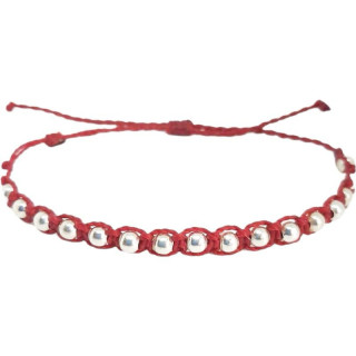 Bracelet Entrelazado Rojo Plata
